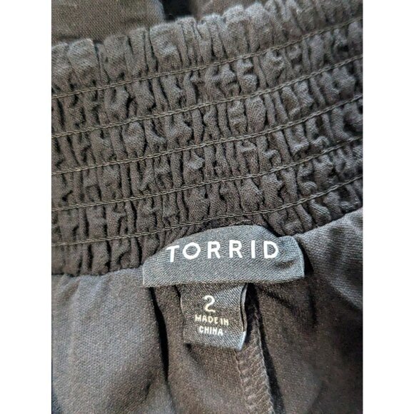 Torrid Pull On Skirt Womens Sz 2/2XL Midi Seersucker Smocked Detail Flowy Chic - Picture 7 of 8